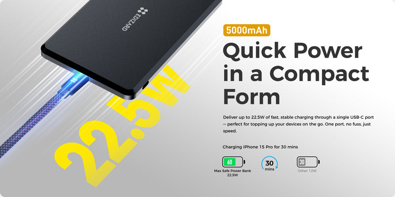 Edizard EZ Max Safe Power Bank (5000mAh & 10000mAh) - Black, Gold, Silver