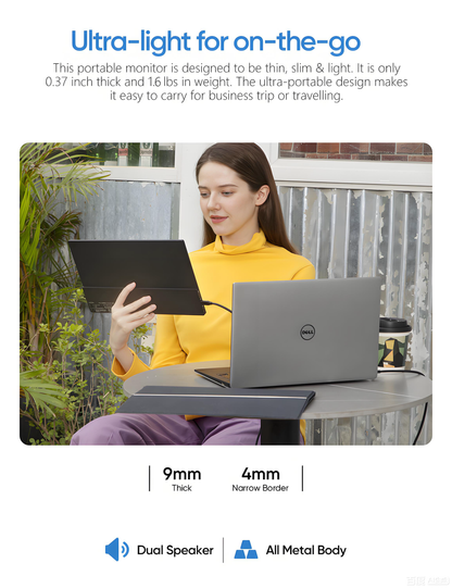 Arzopa AR-A1 GAMUT 15.6" FHD Portable Monitor | IPS 1920*1080P | Freq 60hz | Type-C & HDMI | w/ Smart Cover
