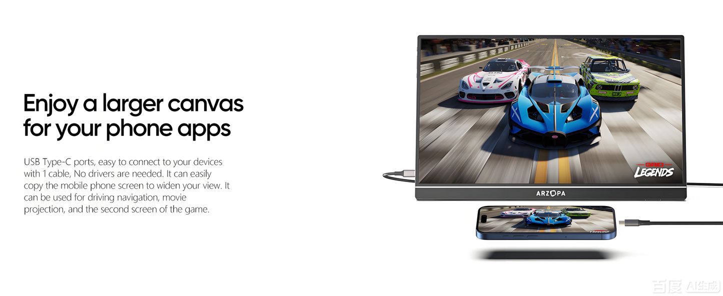 ARZOPA AR-Z1FC 16.1” 144Hz Portable Gaming Monitor | FHD 1920*1080P | 144Hz | Black