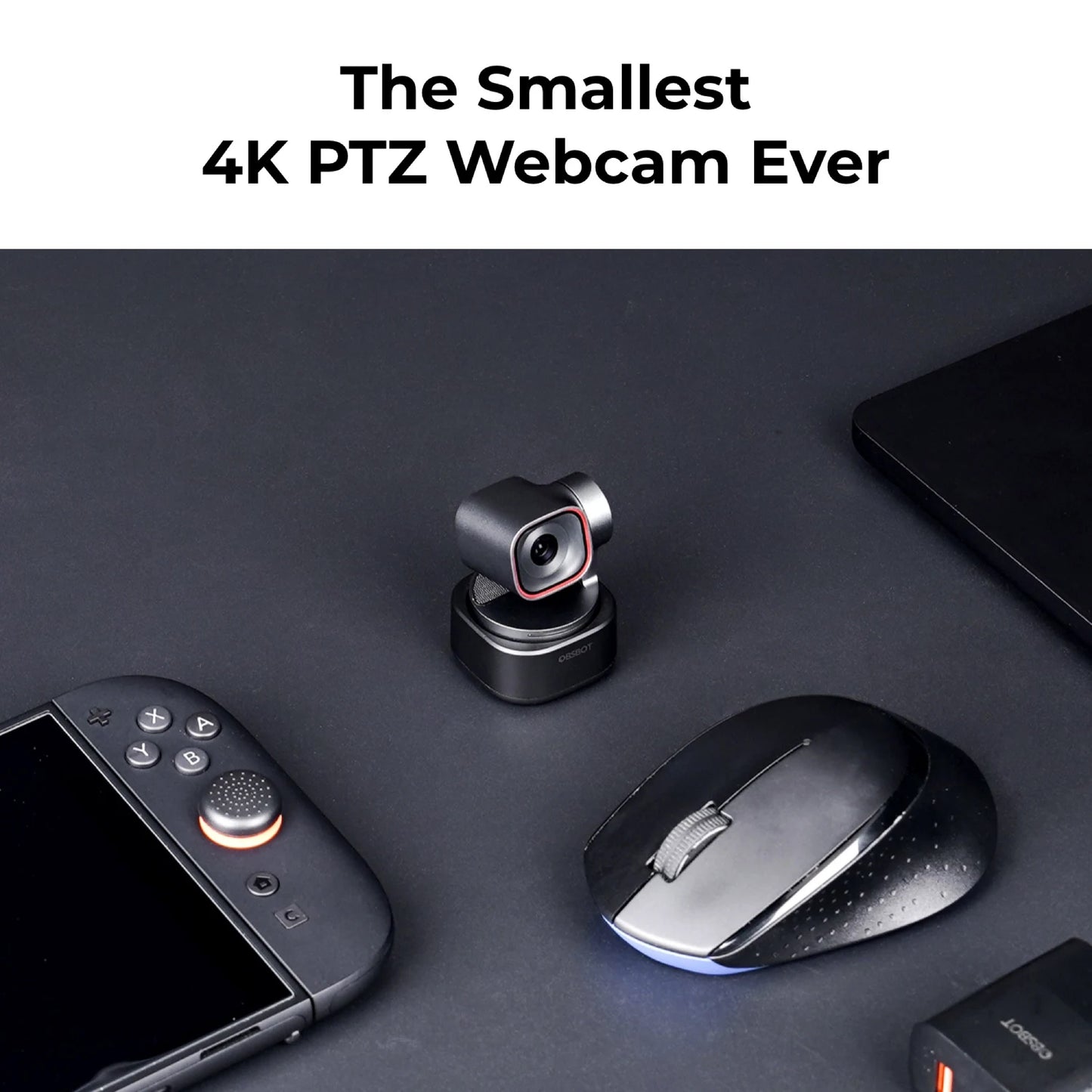 OBSBOT Tiny 3 the Smallest 4K PTZ (Pan Tilt Zoom) Webcam Ever