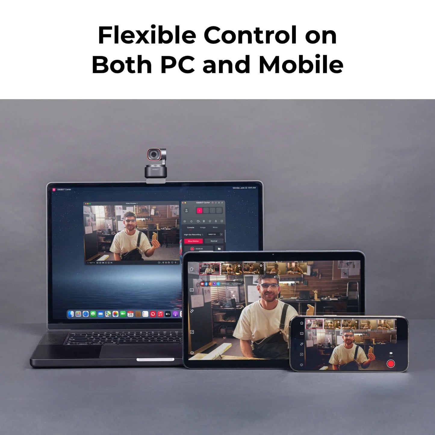 OBSBOT Tiny 3 Flexible Control on Both PC, Mobile and Switch 2