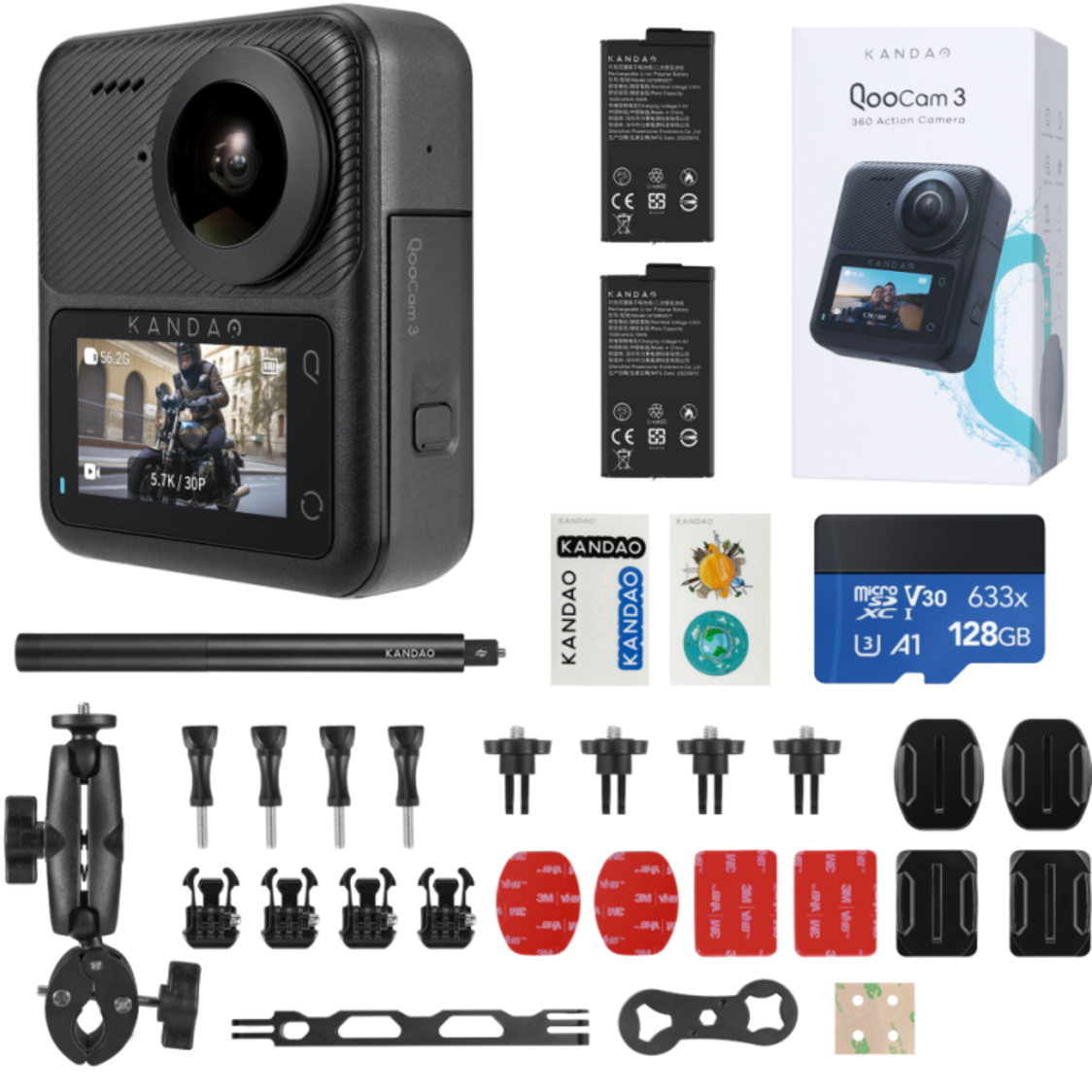 Kandao Qoocam 3 360 Action Camera Motocycle Combo