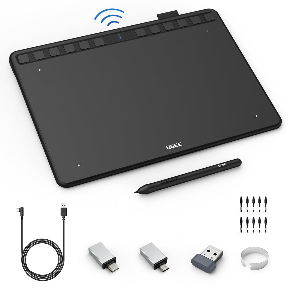 Learn from Home (UGEE S1060W (Wireless) + Skullcandy Method ANC + Otterbox 10oz Tumbler)